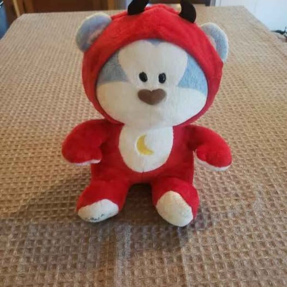 Blue Bear Red Devil Hooded Plush Toy 14"